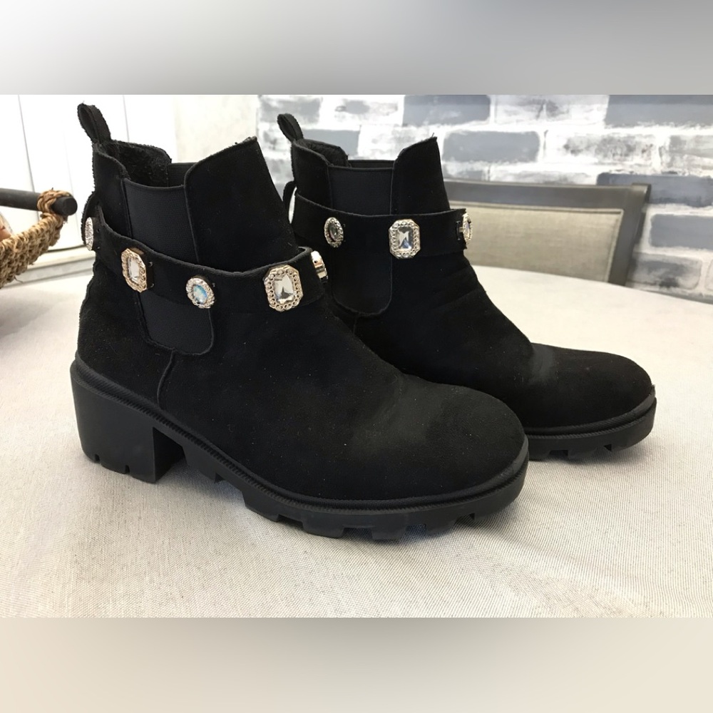 Karl Lagerfield Chic Black Bling Ankle Boots